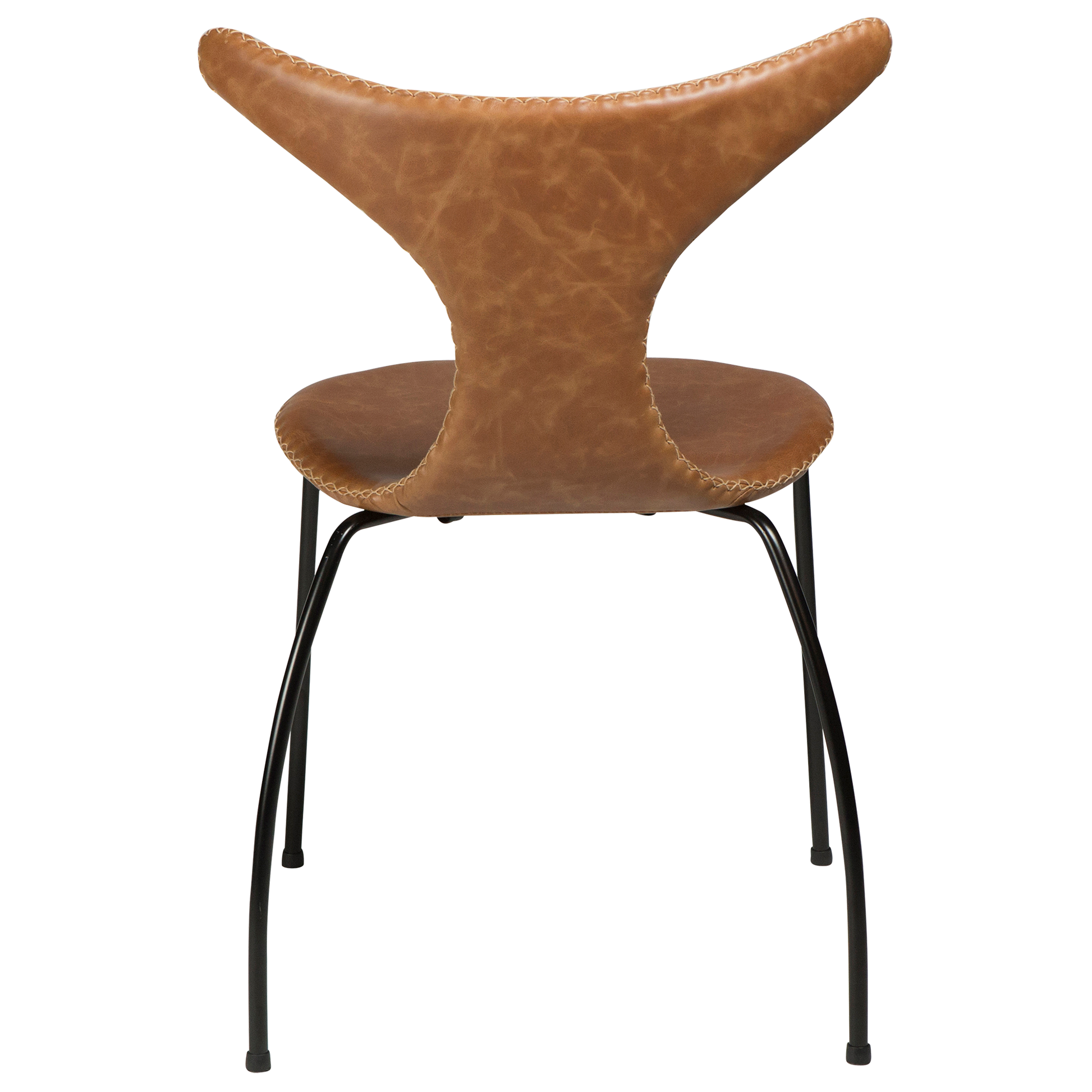 [var:Bezug=Hellbraunes Leder mit schwarzen Beinen] DOLPHIN Stuhl