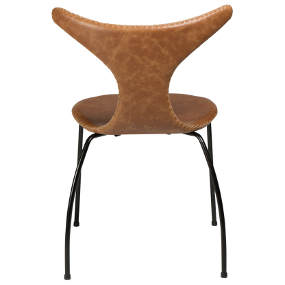 [var:Bezug=Hellbraunes Leder mit schwarzen Beinen] DOLPHIN Stuhl