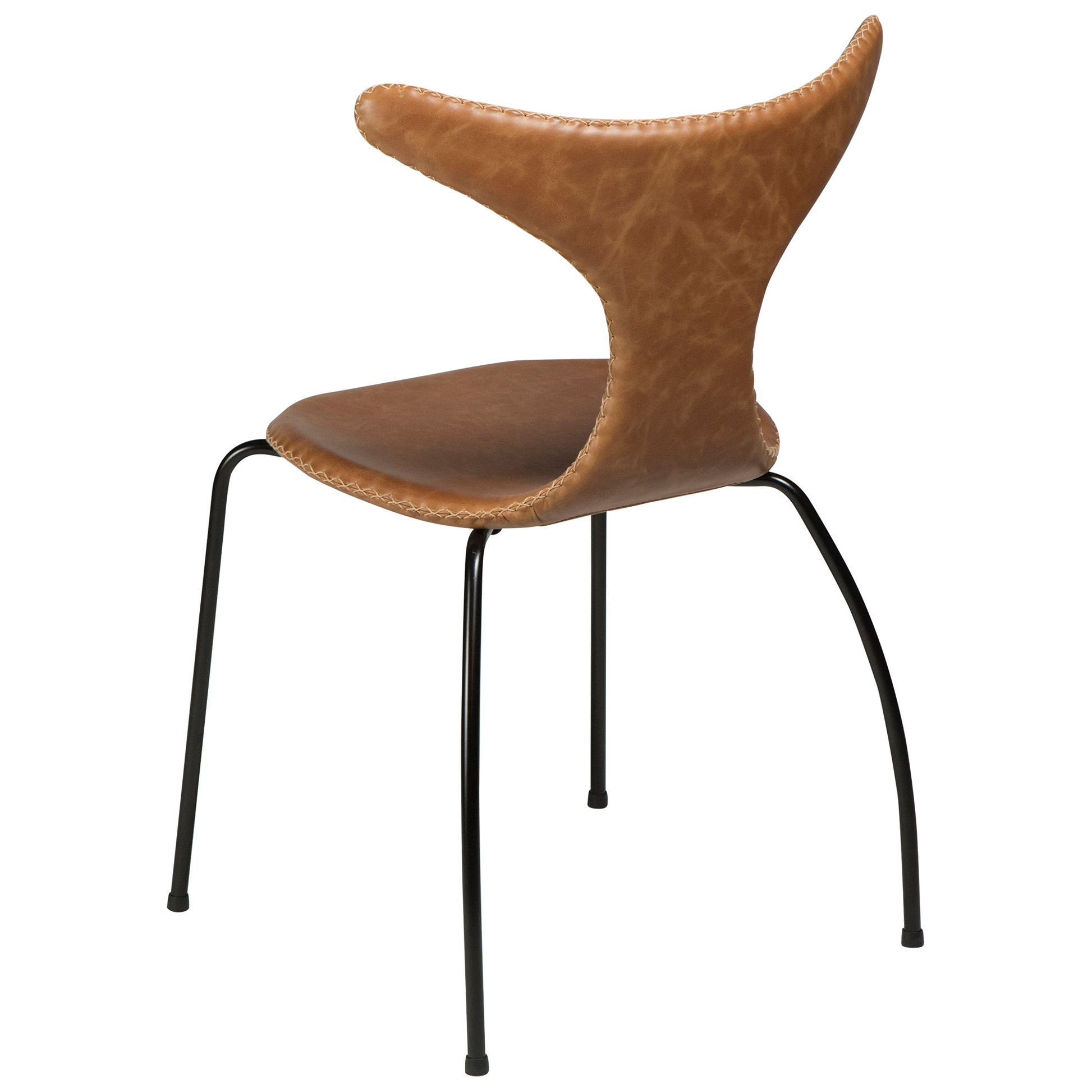 [var:Bezug=Hellbraunes Leder mit schwarzen Beinen] DOLPHIN Stuhl