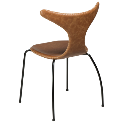 [var:Bezug=Hellbraunes Leder mit schwarzen Beinen] DOLPHIN Stuhl