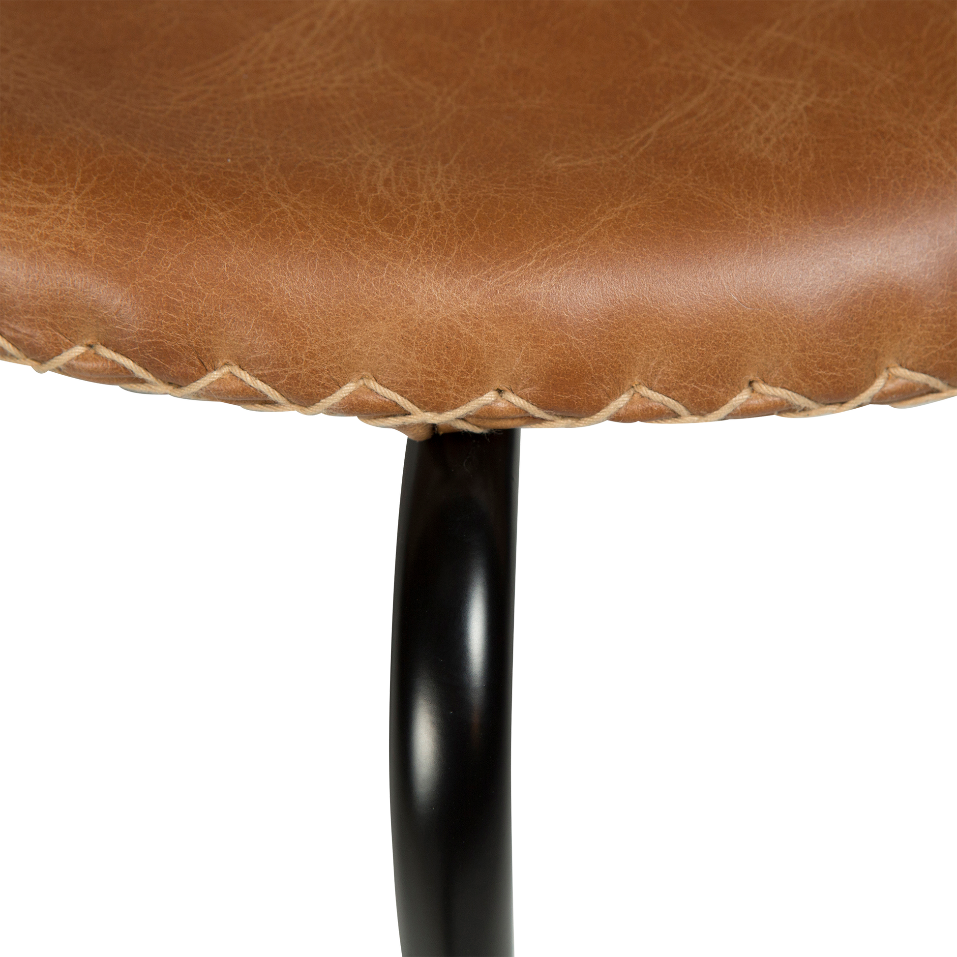 [var:Bezug=Hellbraunes Leder mit schwarzen Beinen] DOLPHIN Stuhl