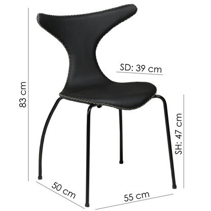 [var:Bezug=Hellbraunes Leder mit schwarzen Beinen] DOLPHIN Stuhl