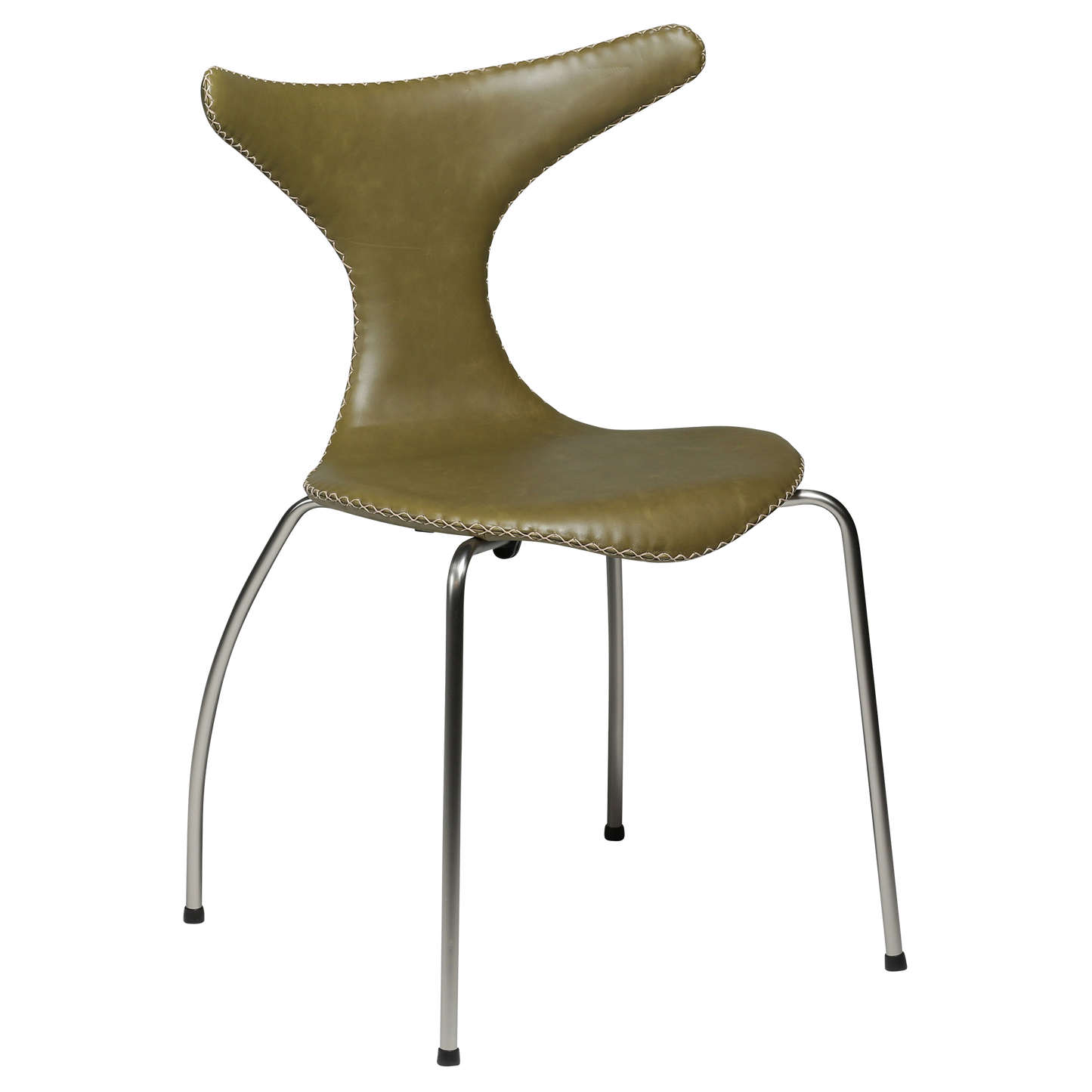 [var:Bezug=Moosgrünes Leder mit matten Beinen] DOLPHIN Stuhl