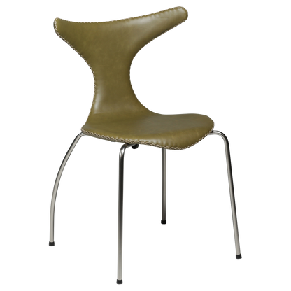 [var:Bezug=Moosgrünes Leder mit matten Beinen] DOLPHIN Stuhl