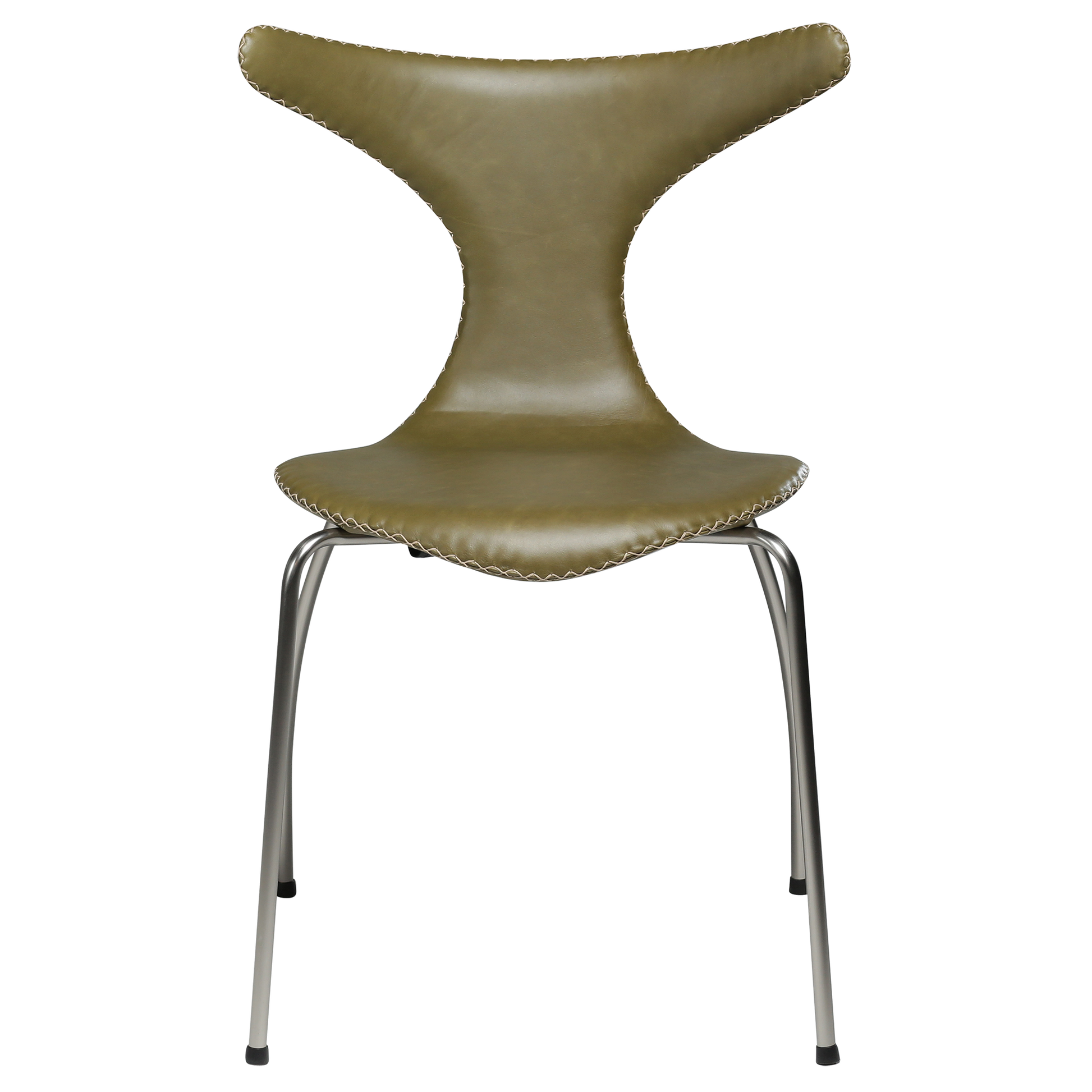 [var:Bezug=Moosgrünes Leder mit matten Beinen] DOLPHIN Stuhl