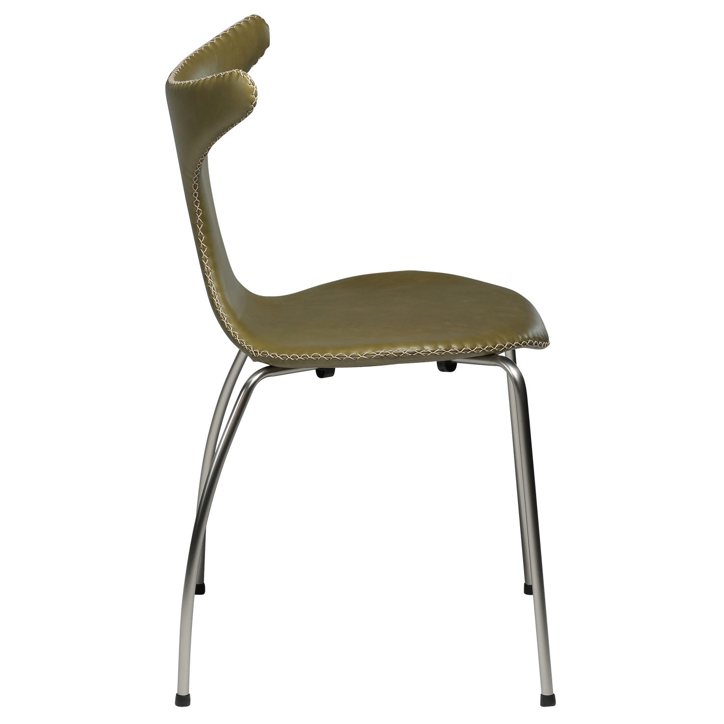 [var:Bezug=Moosgrünes Leder mit matten Beinen] DOLPHIN Stuhl