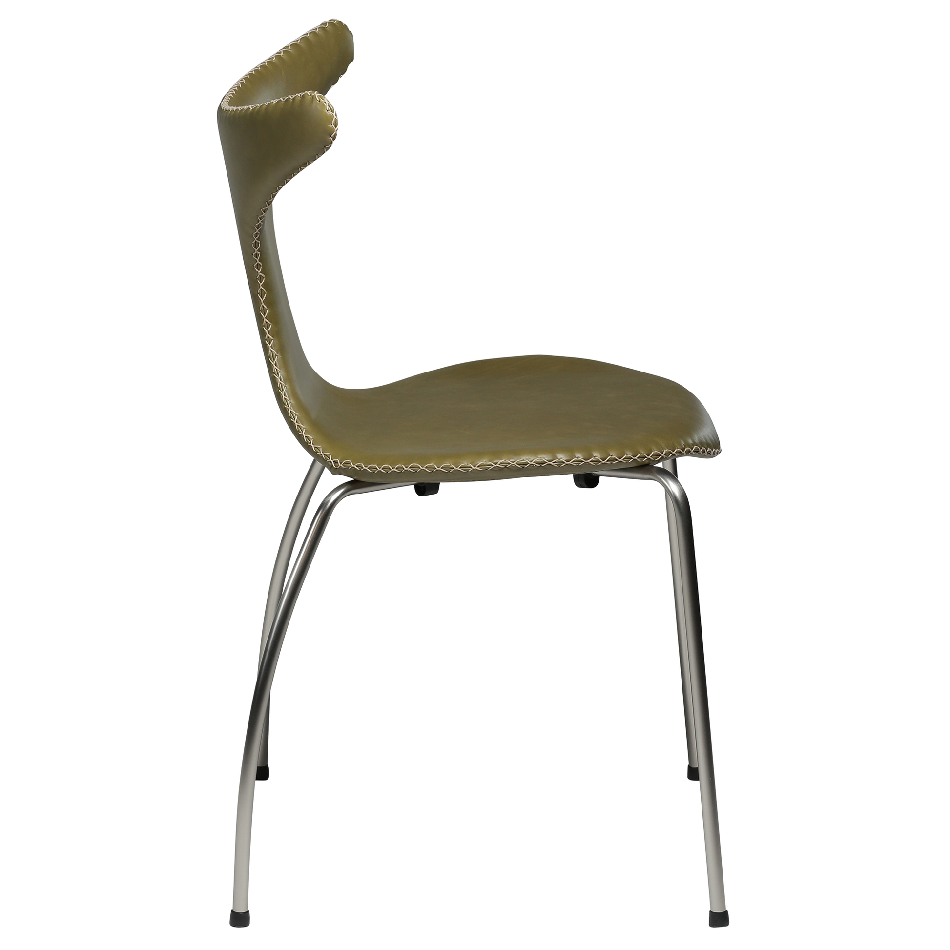 [var:Bezug=Moosgrünes Leder mit matten Beinen] DOLPHIN Stuhl