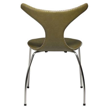 [var:Bezug=Moosgrünes Leder mit matten Beinen] DOLPHIN Stuhl