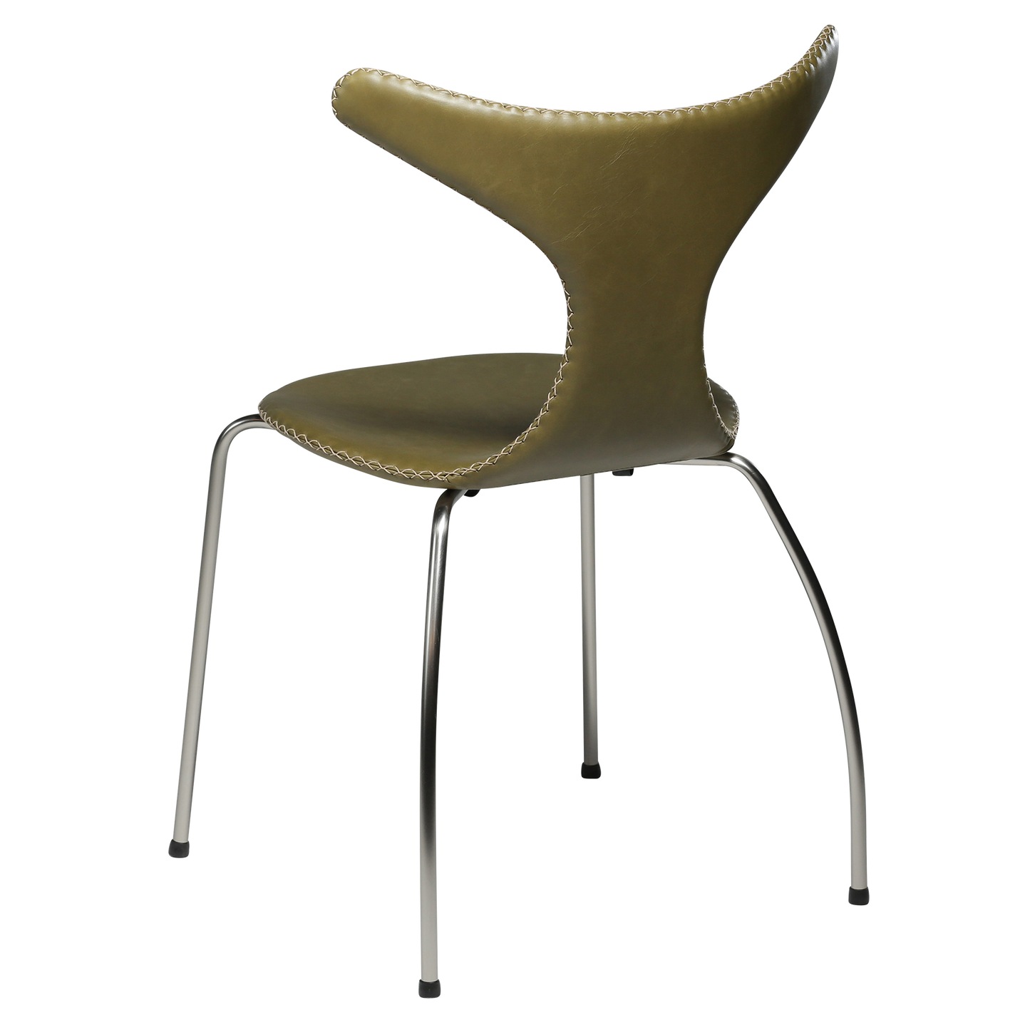 [var:Bezug=Moosgrünes Leder mit matten Beinen] DOLPHIN Stuhl