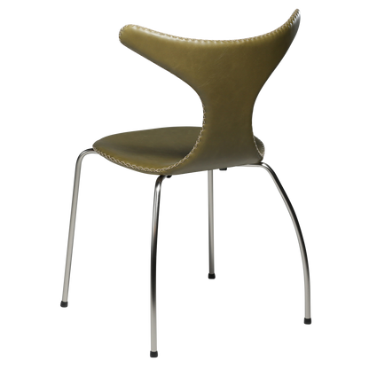 [var:Bezug=Moosgrünes Leder mit matten Beinen] DOLPHIN Stuhl