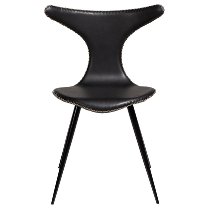 [var:Bezug=Vintage schwarzes Kunstleder mit runden schwarzen Beinen] DOLPHIN Stuhl