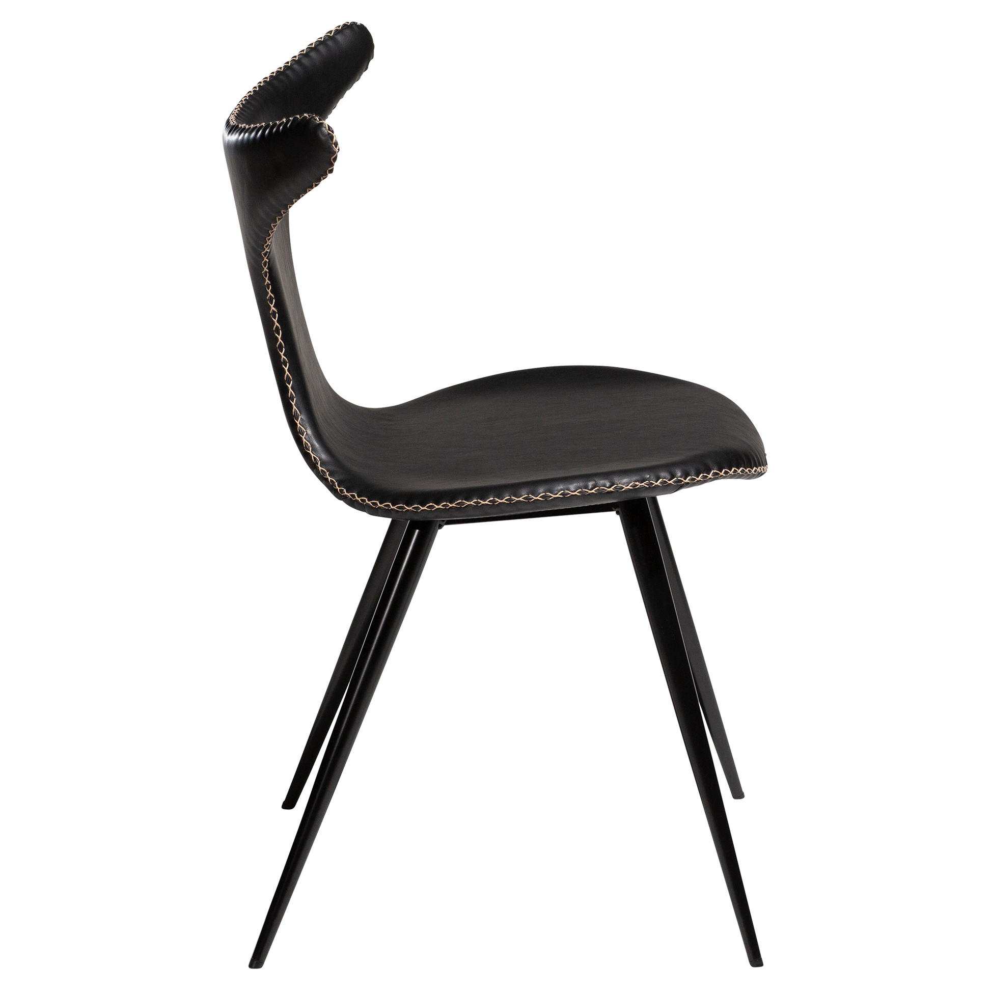 [var:Bezug=Vintage schwarzes Kunstleder mit runden schwarzen Beinen] DOLPHIN Stuhl