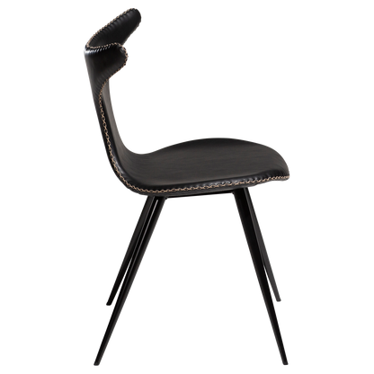 [var:Bezug=Vintage schwarzes Kunstleder mit runden schwarzen Beinen] DOLPHIN Stuhl