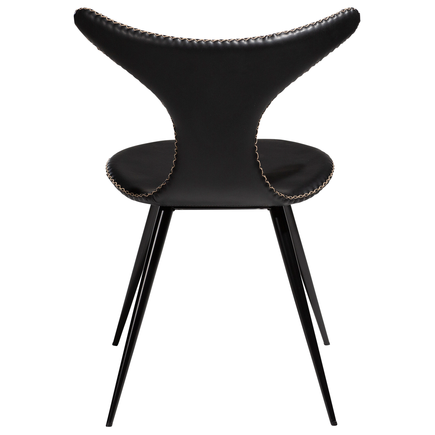 [var:Bezug=Vintage schwarzes Kunstleder mit runden schwarzen Beinen] DOLPHIN Stuhl