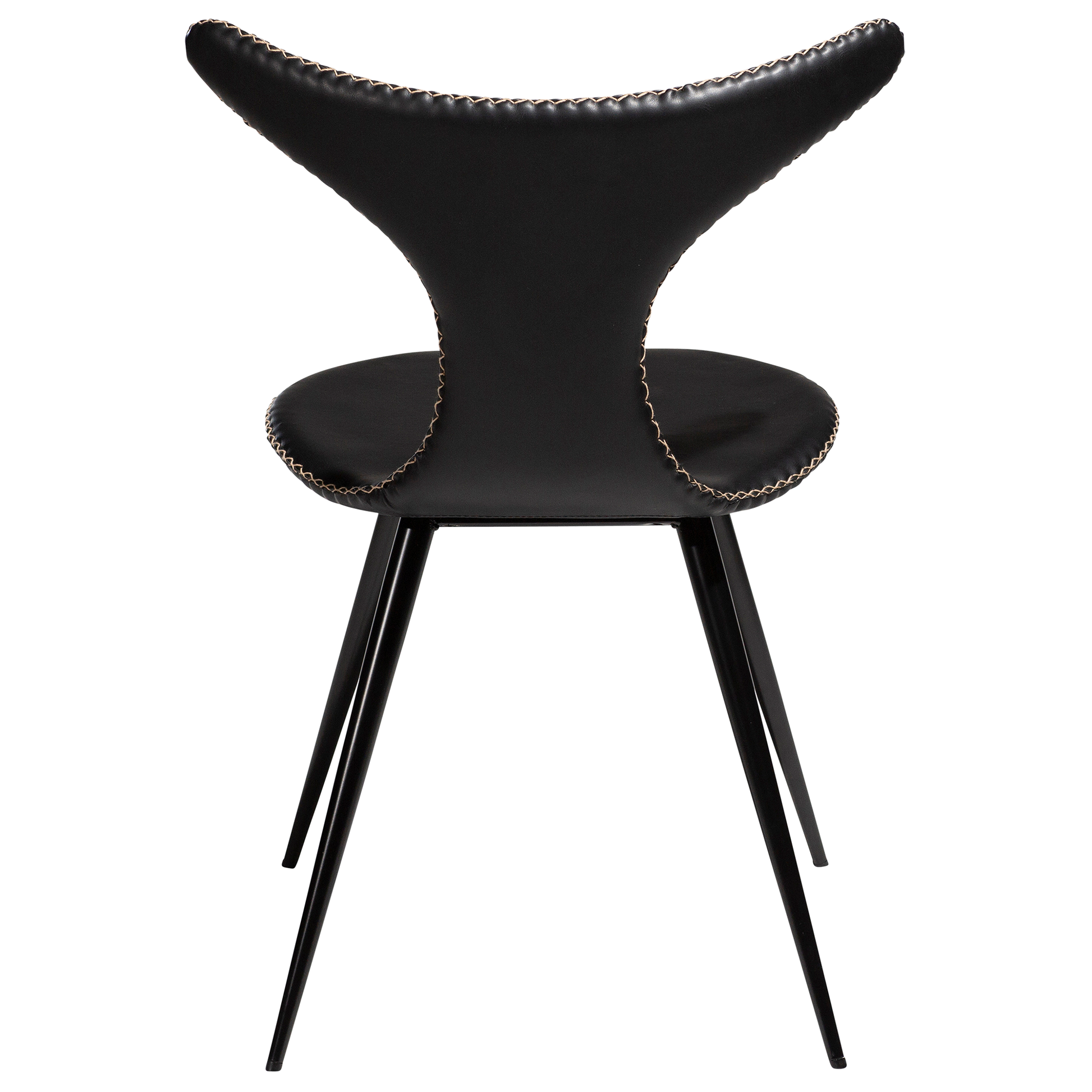[var:Bezug=Vintage schwarzes Kunstleder mit runden schwarzen Beinen] DOLPHIN Stuhl