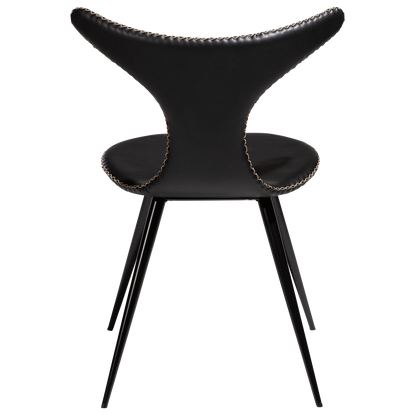 [var:Bezug=Vintage schwarzes Kunstleder mit runden schwarzen Beinen] DOLPHIN Stuhl