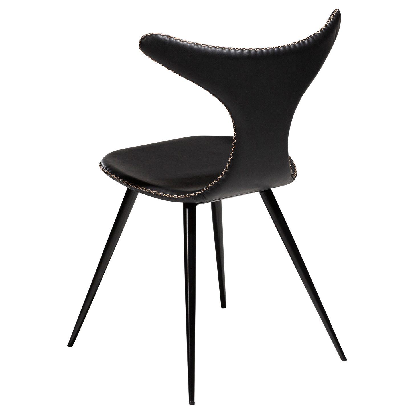 [var:Bezug=Vintage schwarzes Kunstleder mit runden schwarzen Beinen] DOLPHIN Stuhl