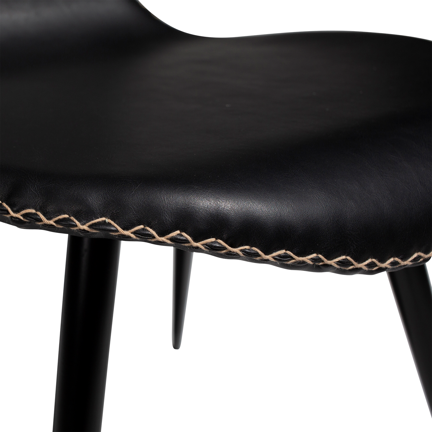 [var:Bezug=Vintage schwarzes Kunstleder mit runden schwarzen Beinen] DOLPHIN Stuhl