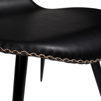 [var:Bezug=Vintage schwarzes Kunstleder mit runden schwarzen Beinen] DOLPHIN Stuhl