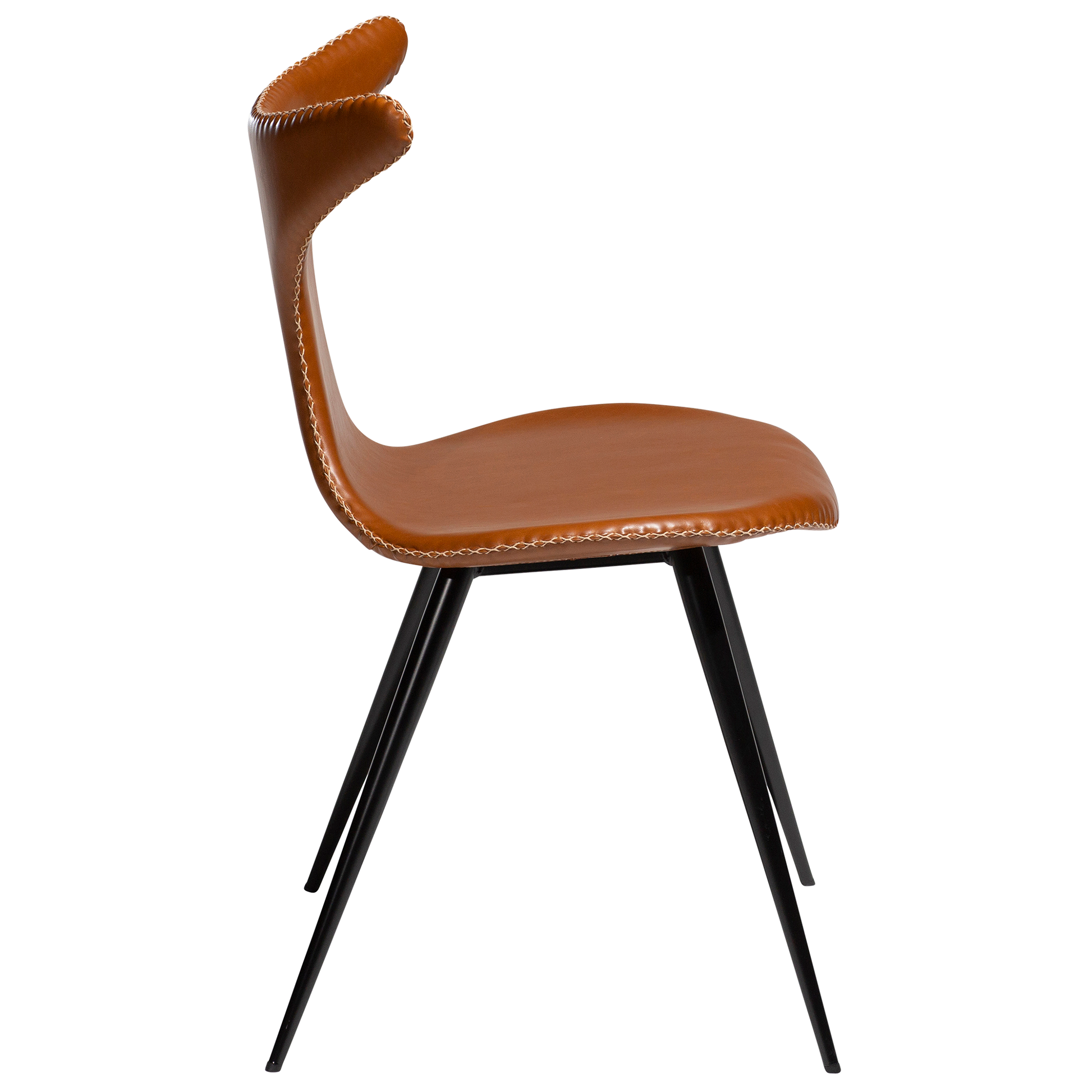 [var:Bezug=Vintage hellbraunes Kunstleder mit runden schwarzen Beinen] DOLPHIN Stuhl