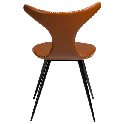 [var:Bezug=Vintage hellbraunes Kunstleder mit runden schwarzen Beinen] DOLPHIN Stuhl