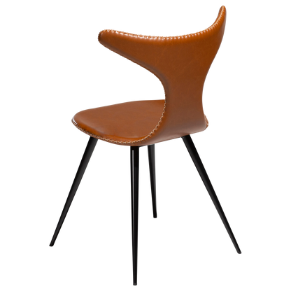 [var:Bezug=Vintage hellbraunes Kunstleder mit runden schwarzen Beinen] DOLPHIN Stuhl