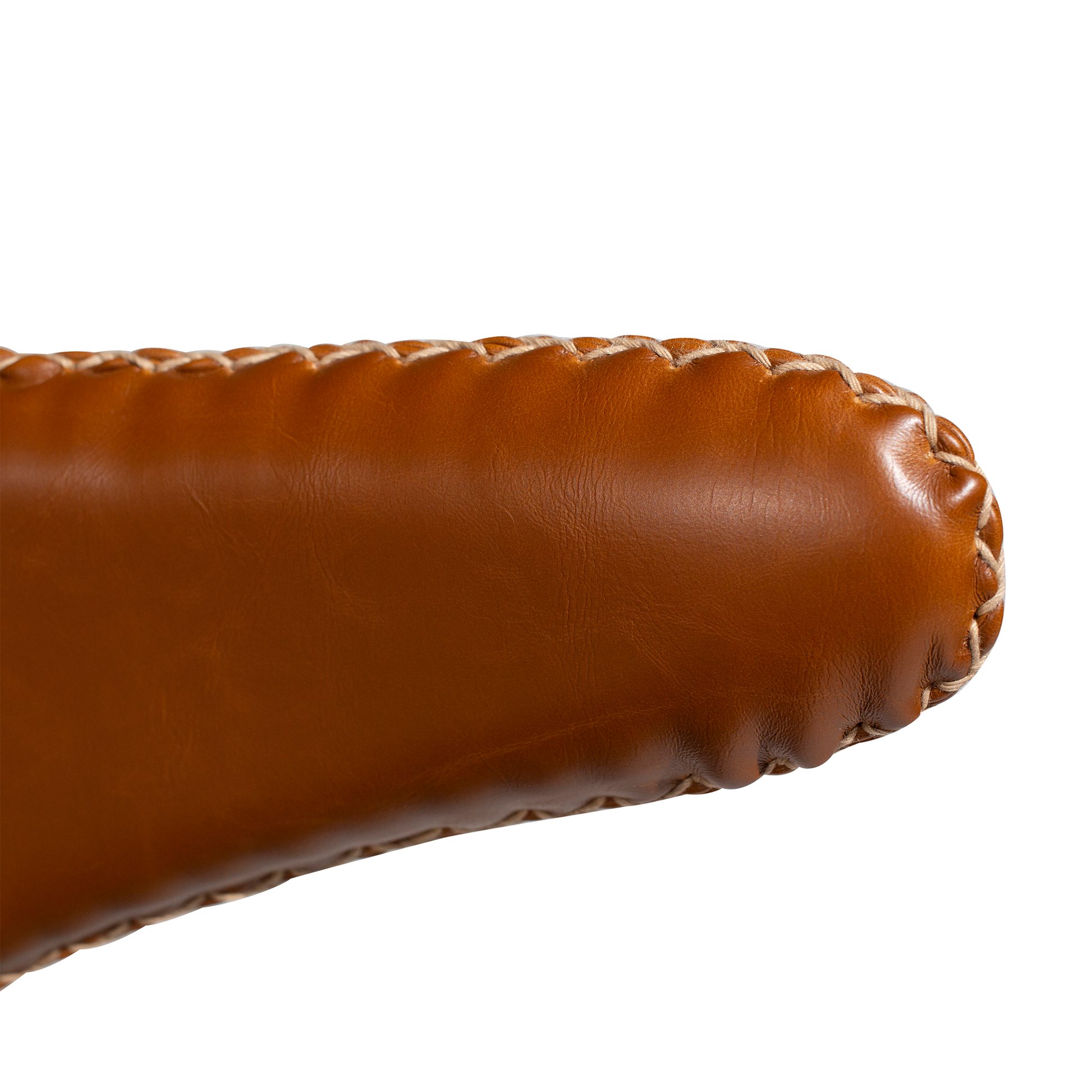 [var:Bezug=Vintage hellbraunes Kunstleder mit runden schwarzen Beinen] DOLPHIN Stuhl