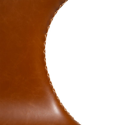 [var:Bezug=Vintage hellbraunes Kunstleder mit runden schwarzen Beinen] DOLPHIN Stuhl