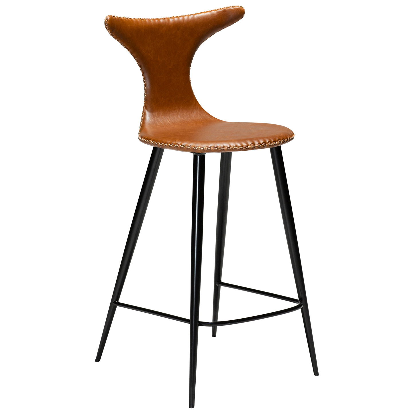 [var:Bezug=Vintage hellbraunes Kunstleder mit runden schwarzen Beinen] DOLPHIN Barhocker