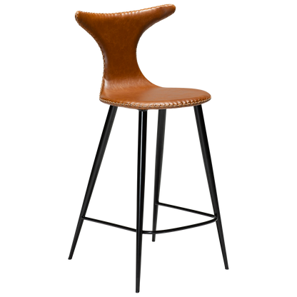 [var:Bezug=Vintage hellbraunes Kunstleder mit runden schwarzen Beinen] DOLPHIN Barhocker