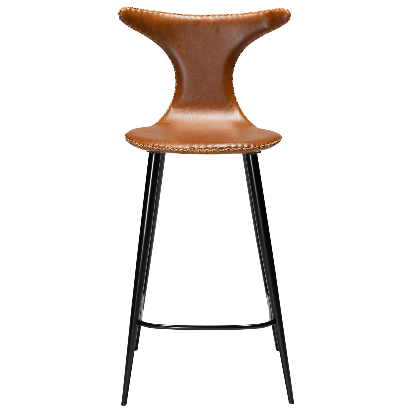 [var:Bezug=Vintage hellbraunes Kunstleder mit runden schwarzen Beinen] DOLPHIN Barhocker
