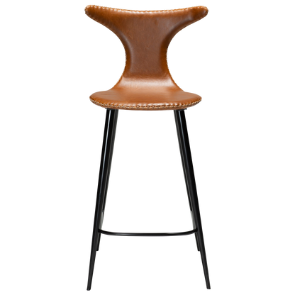 [var:Bezug=Vintage hellbraunes Kunstleder mit runden schwarzen Beinen] DOLPHIN Barhocker