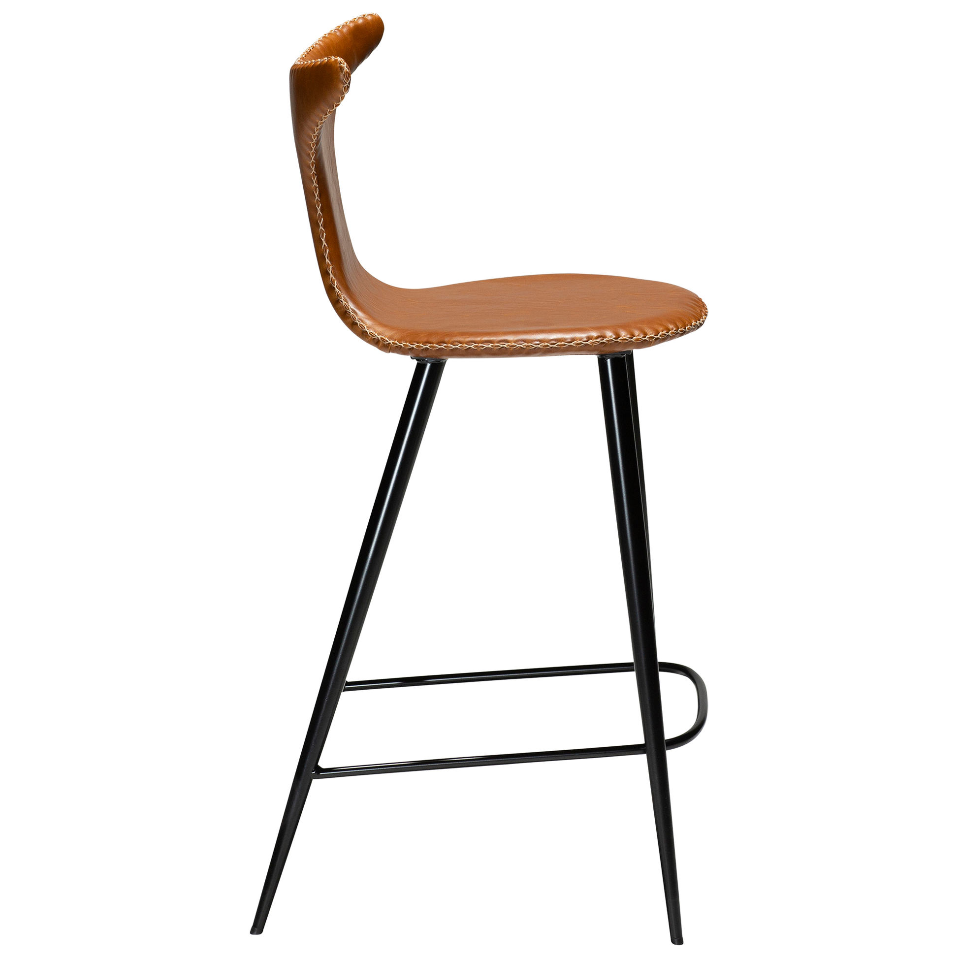 [var:Bezug=Vintage hellbraunes Kunstleder mit runden schwarzen Beinen] DOLPHIN Barhocker