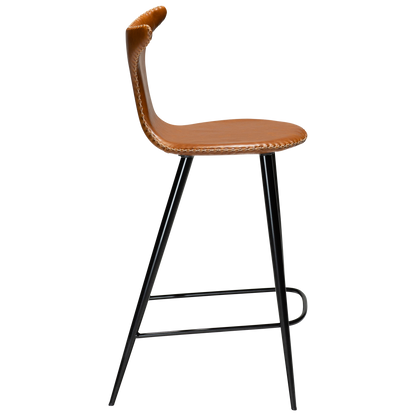 [var:Bezug=Vintage hellbraunes Kunstleder mit runden schwarzen Beinen] DOLPHIN Barhocker