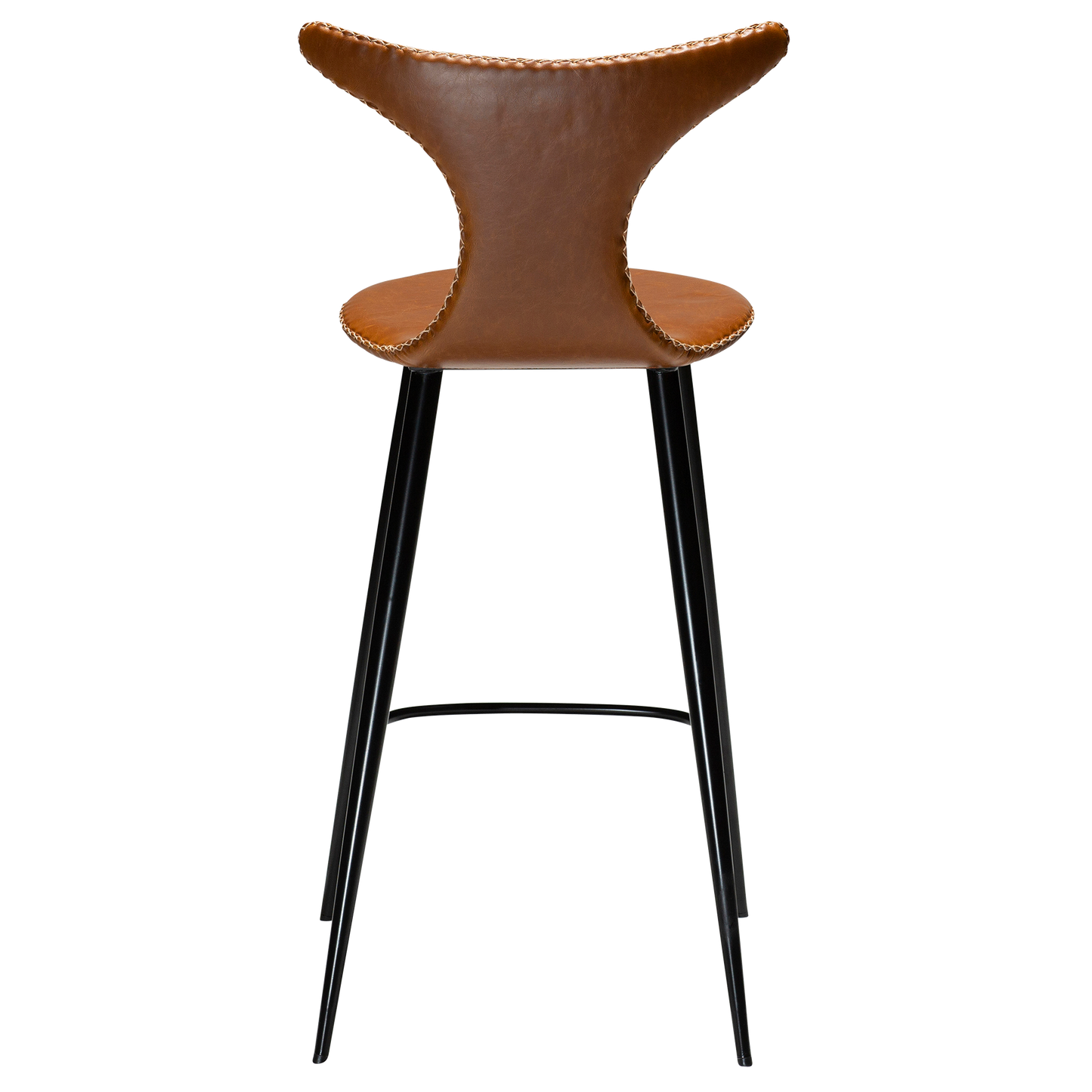 [var:Bezug=Vintage hellbraunes Kunstleder mit runden schwarzen Beinen] DOLPHIN Barhocker