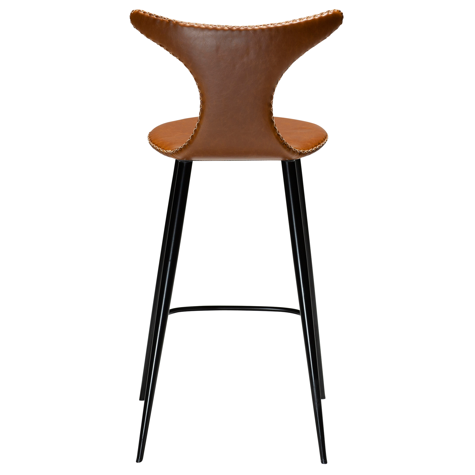 [var:Bezug=Vintage hellbraunes Kunstleder mit runden schwarzen Beinen] DOLPHIN Barhocker