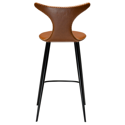 [var:Bezug=Vintage hellbraunes Kunstleder mit runden schwarzen Beinen] DOLPHIN Barhocker