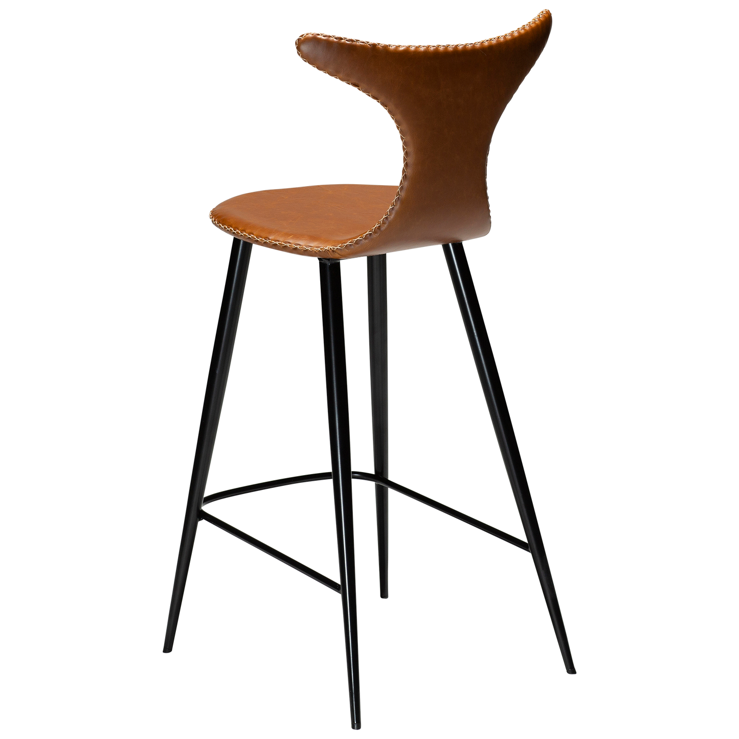 [var:Bezug=Vintage hellbraunes Kunstleder mit runden schwarzen Beinen] DOLPHIN Barhocker