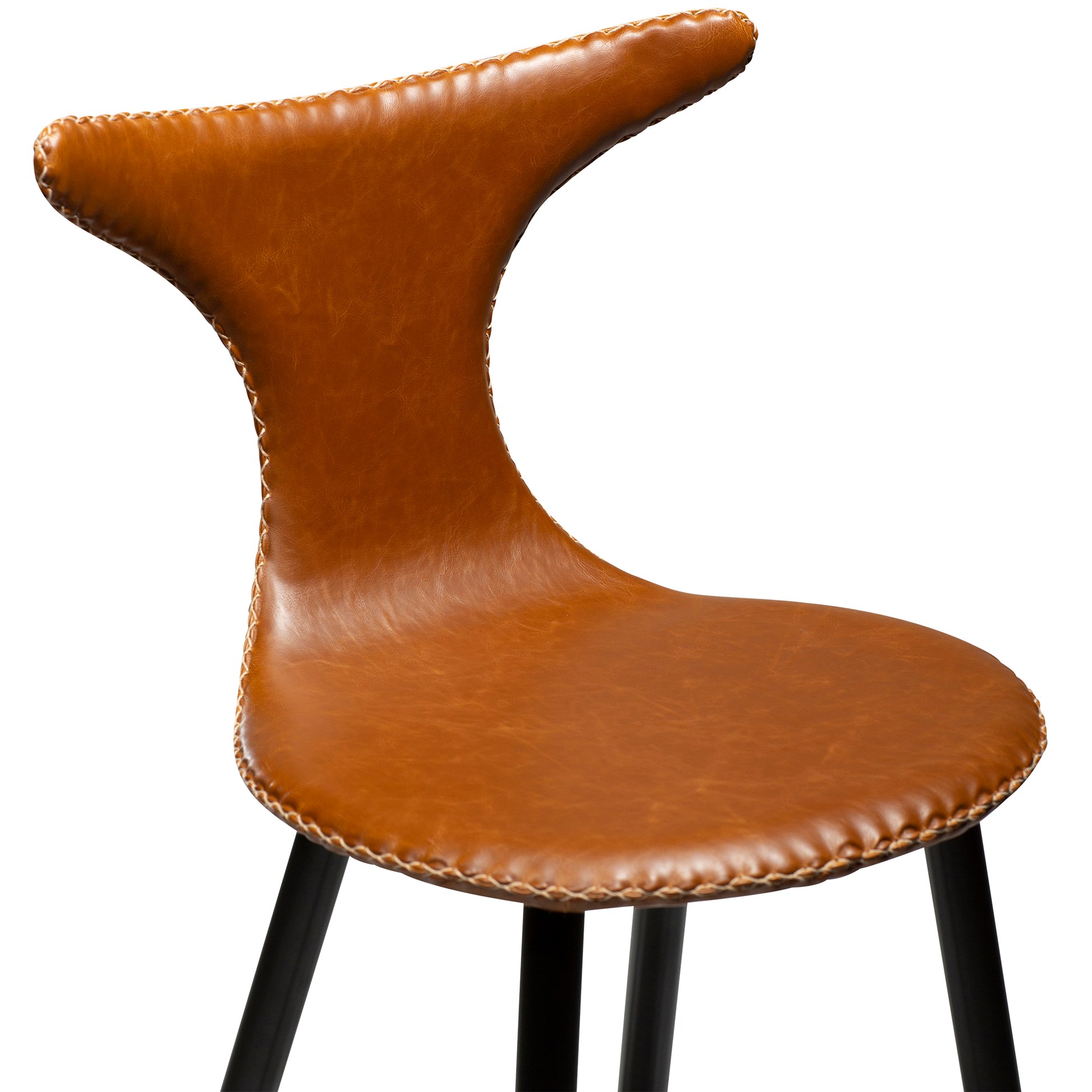 [var:Bezug=Vintage hellbraunes Kunstleder mit runden schwarzen Beinen] DOLPHIN Barhocker