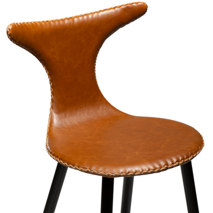 [var:Bezug=Vintage hellbraunes Kunstleder mit runden schwarzen Beinen] DOLPHIN Barhocker