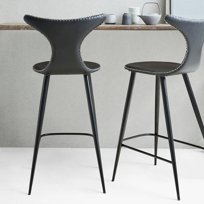 [var:Bezug=Vintage hellbraunes Kunstleder mit runden schwarzen Beinen] DOLPHIN Barhocker