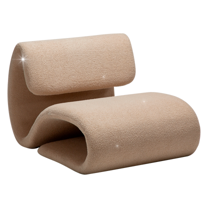 [var:Bezug=Frosted Almond RPES Bouclé-Stoff mit Schimmer] DUBNA Lounge-Stuhl