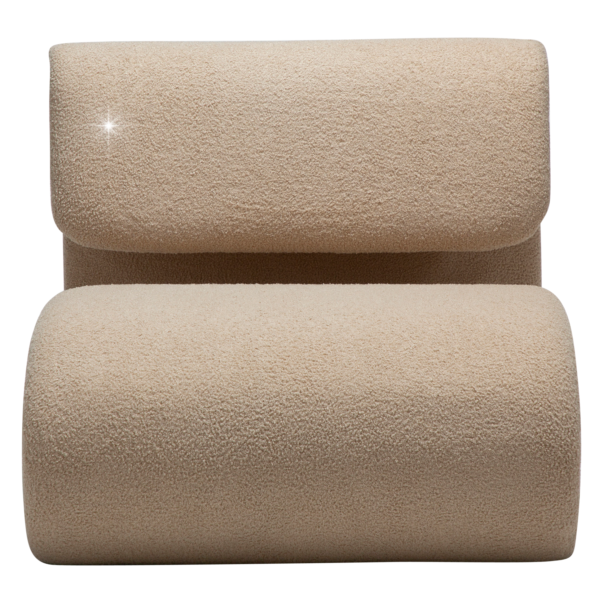 [var:Bezug=Frosted Almond RPES Bouclé-Stoff mit Schimmer] DUBNA Lounge-Stuhl