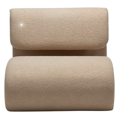 [var:Bezug=Frosted Almond RPES Bouclé-Stoff mit Schimmer] DUBNA Lounge-Stuhl