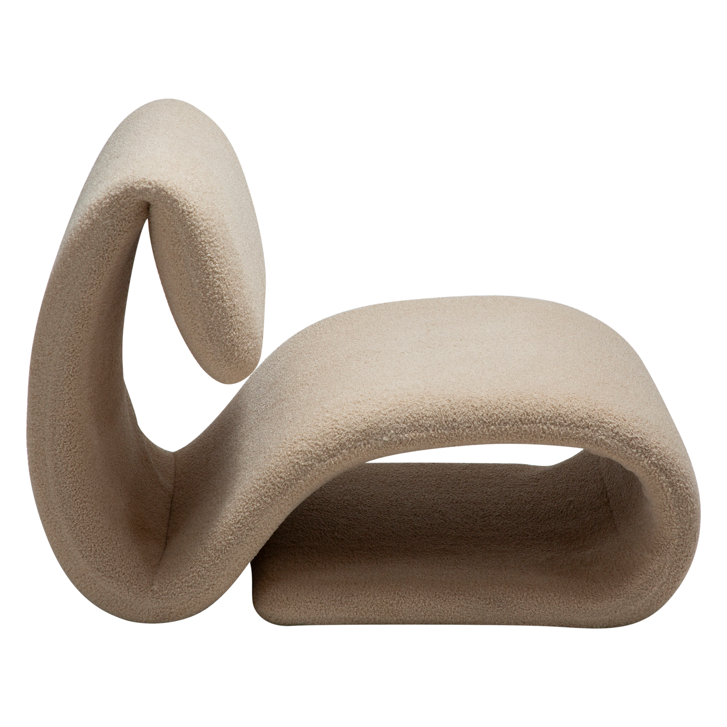 [var:Bezug=Frosted Almond RPES Bouclé-Stoff mit Schimmer] DUBNA Lounge-Stuhl