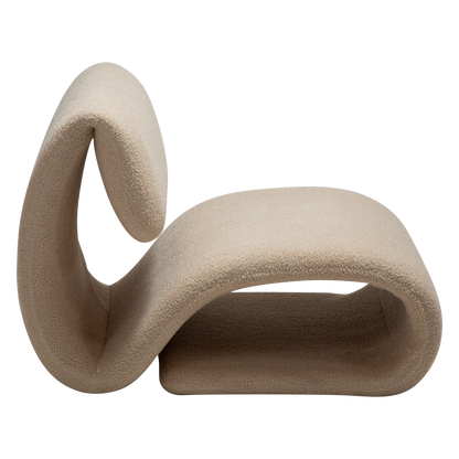 [var:Bezug=Frosted Almond RPES Bouclé-Stoff mit Schimmer] DUBNA Lounge-Stuhl