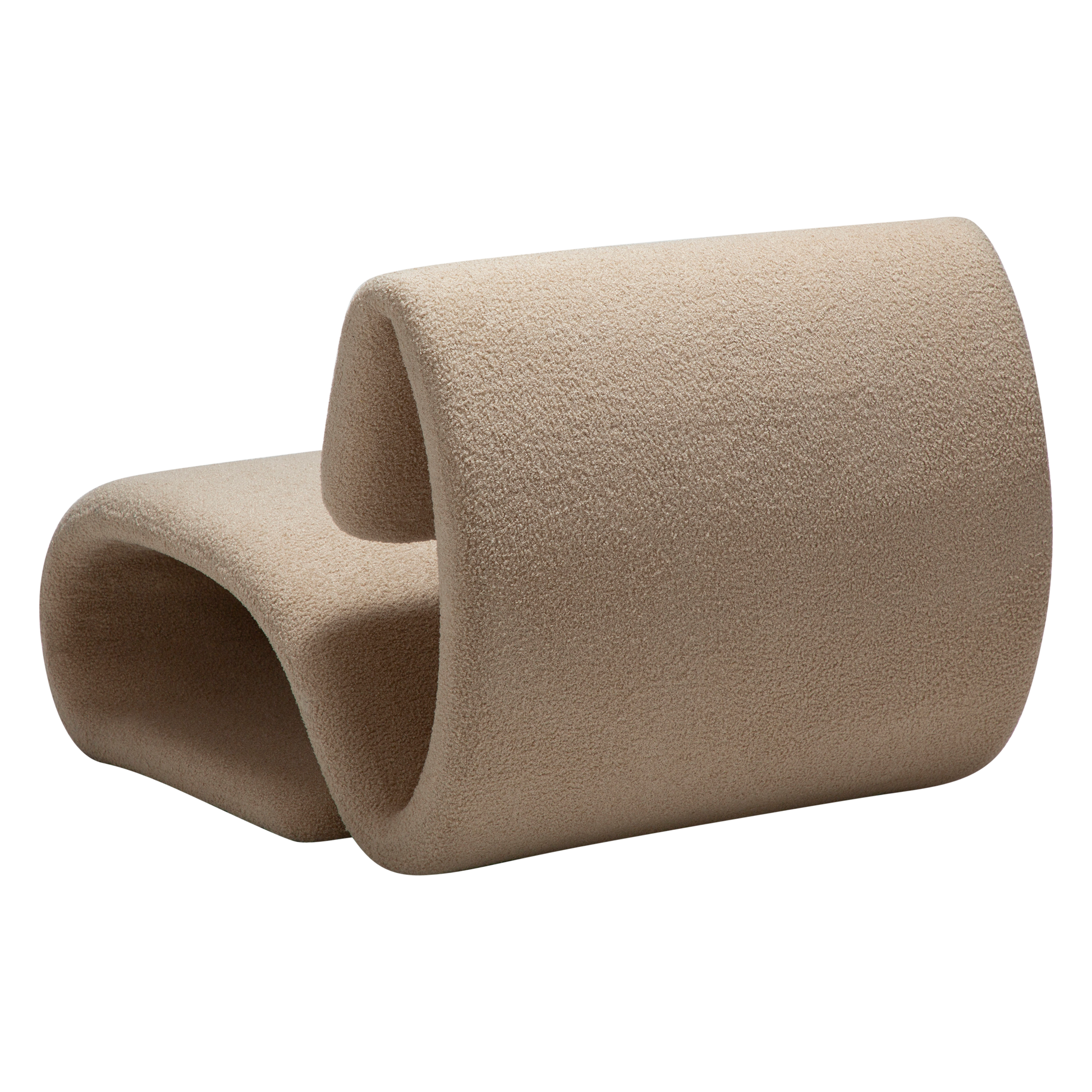 [var:Bezug=Frosted Almond RPES Bouclé-Stoff mit Schimmer] DUBNA Lounge-Stuhl