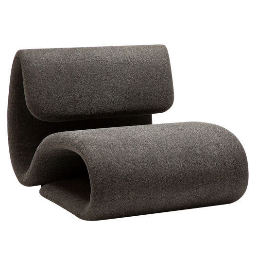 [var:Bezug=Kieselgrauer Bouclé-Stoff] DUBNA Lounge-Stuhl