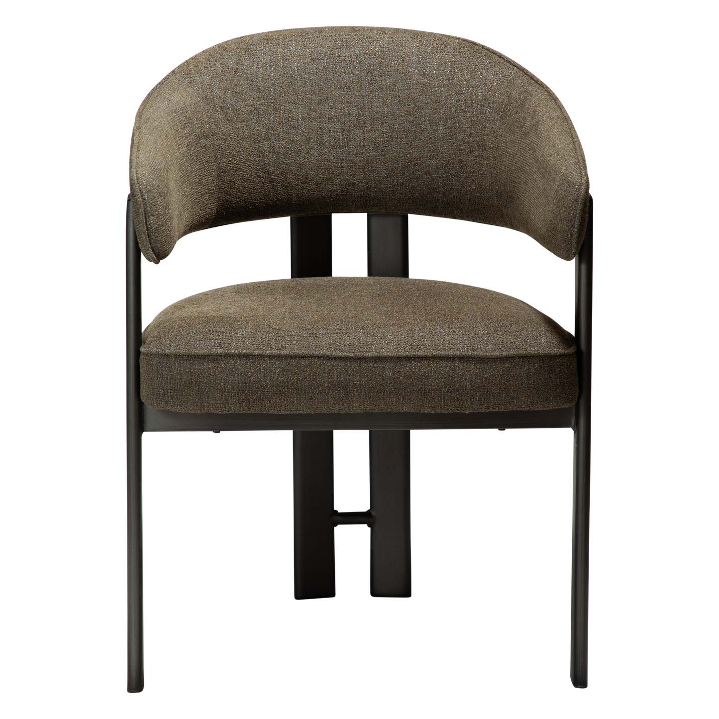 [var:Bezug=DUCT Sessel, dunkelolivfarbener Bouclé-Stoff mit antikem Zinn] DUCT Sessel