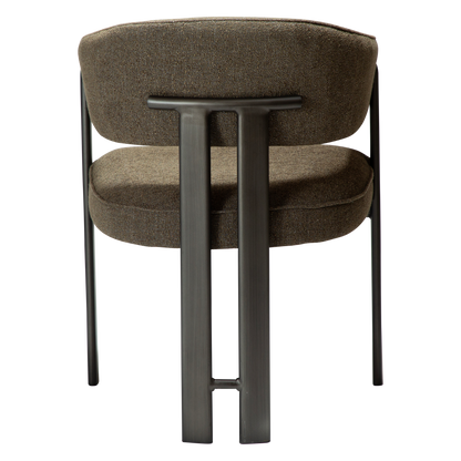 [var:Bezug=DUCT Sessel, dunkelolivfarbener Bouclé-Stoff mit antikem Zinn] DUCT Sessel